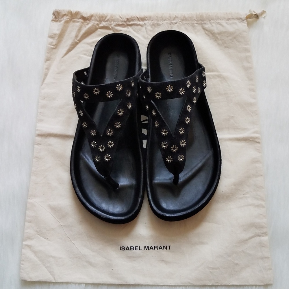 Isabel Marant Elbry Eyelet Studded Suede Sandals